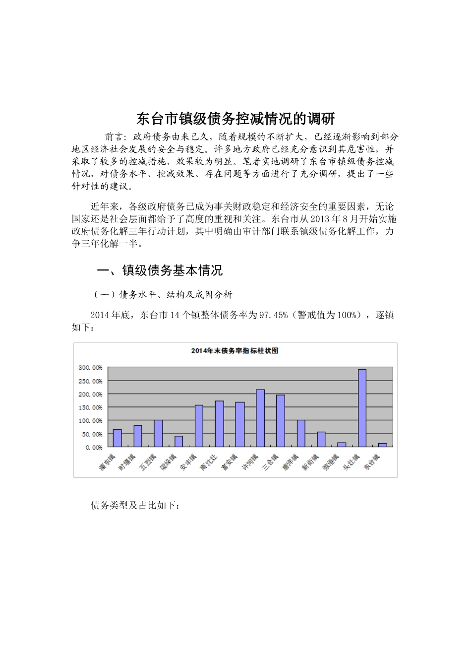 东台市镇级债务控减情况的调研_第1页