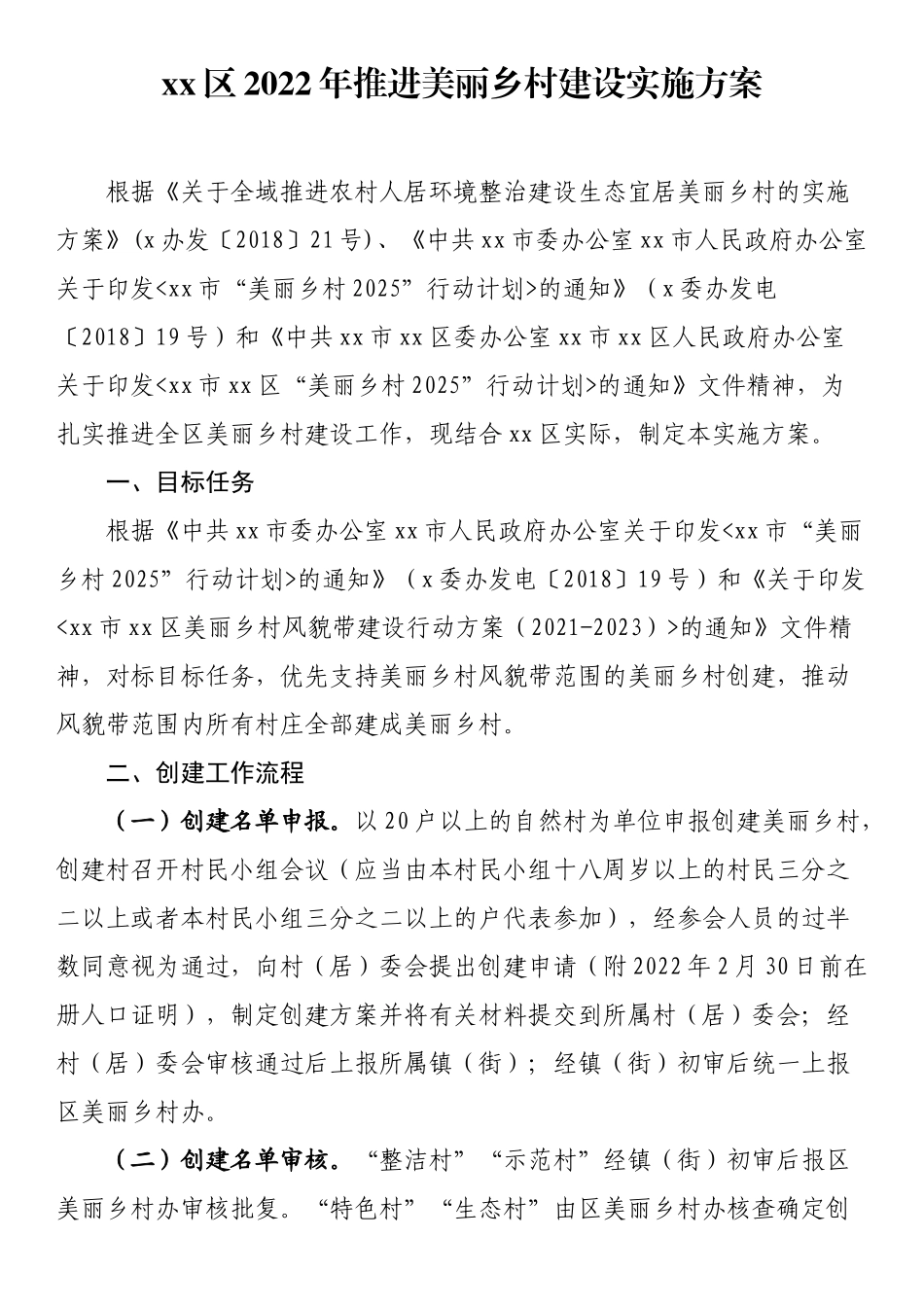 区2022年推进美丽乡村建设实施方案_第1页