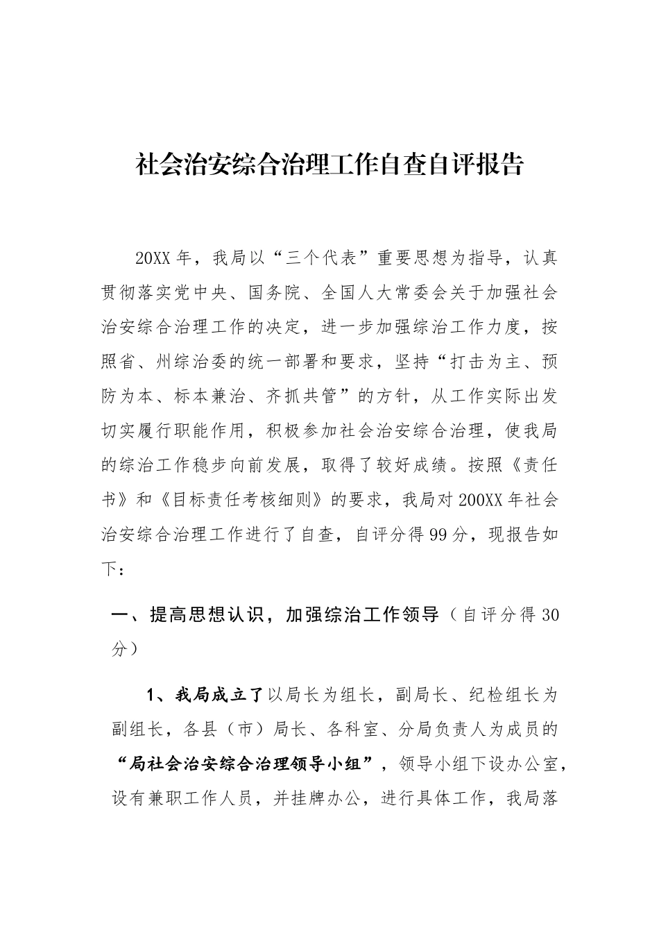 社会治安综合治理工作自查自评报告_第1页