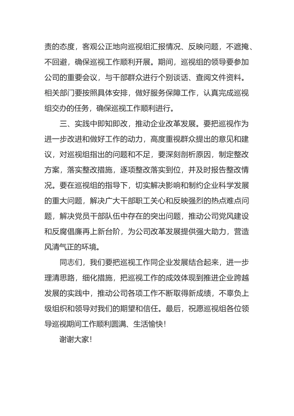 国企书记在巡视工作会上的表态发言_第2页