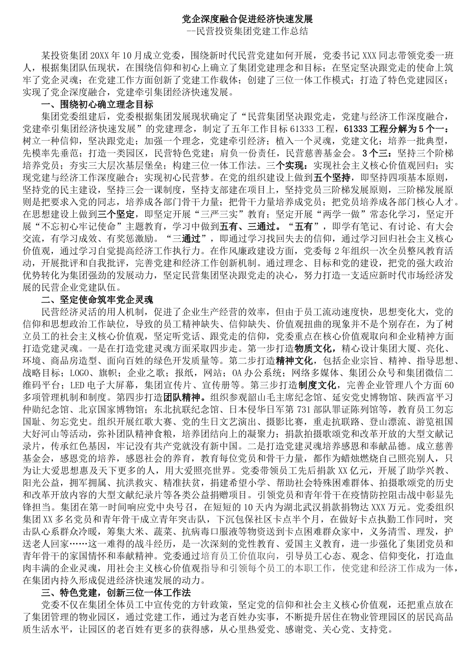 民营投资集团党建工作总结_第1页