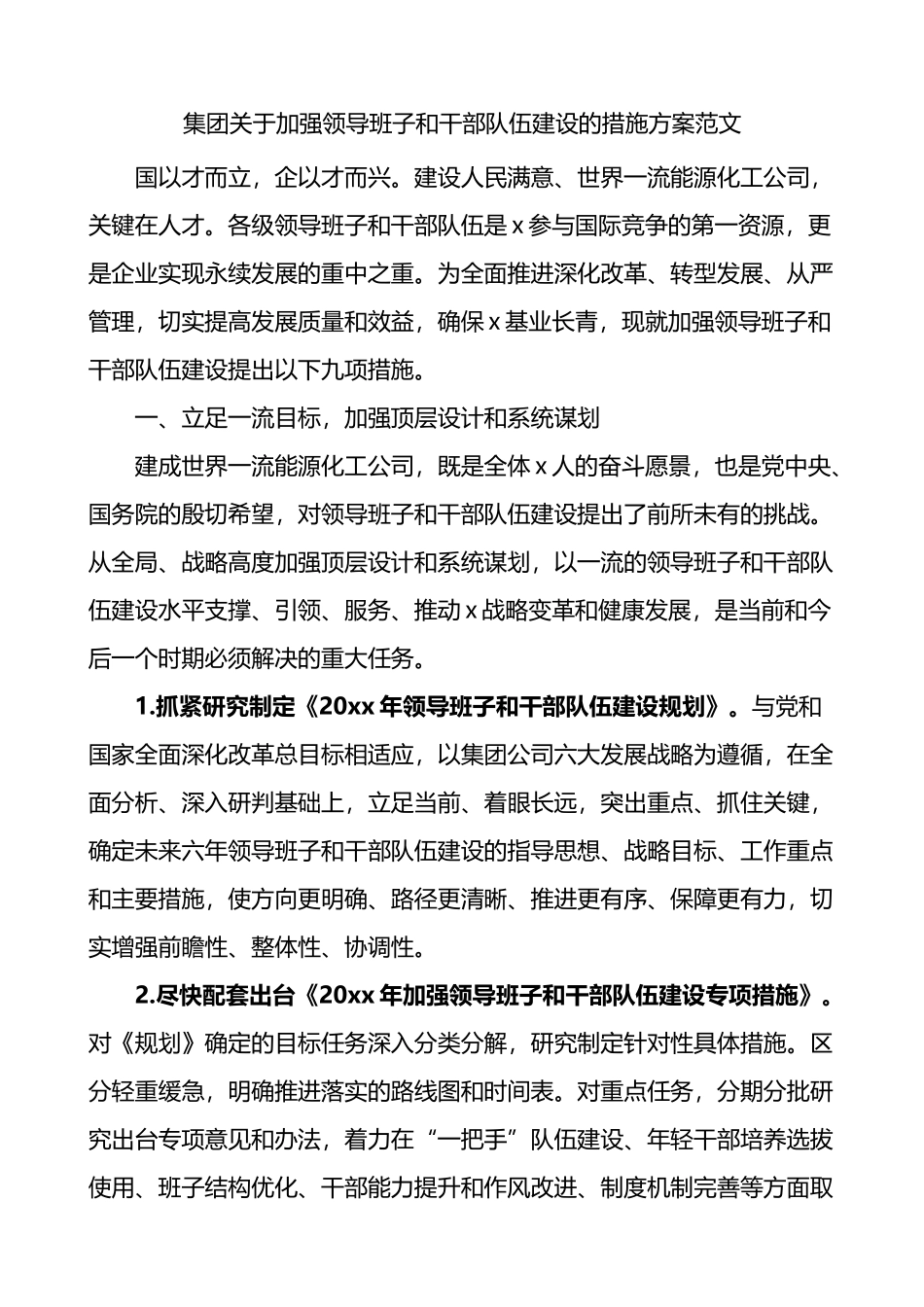 集团关于加强领导班子和干部队伍建设的措施方案_第1页