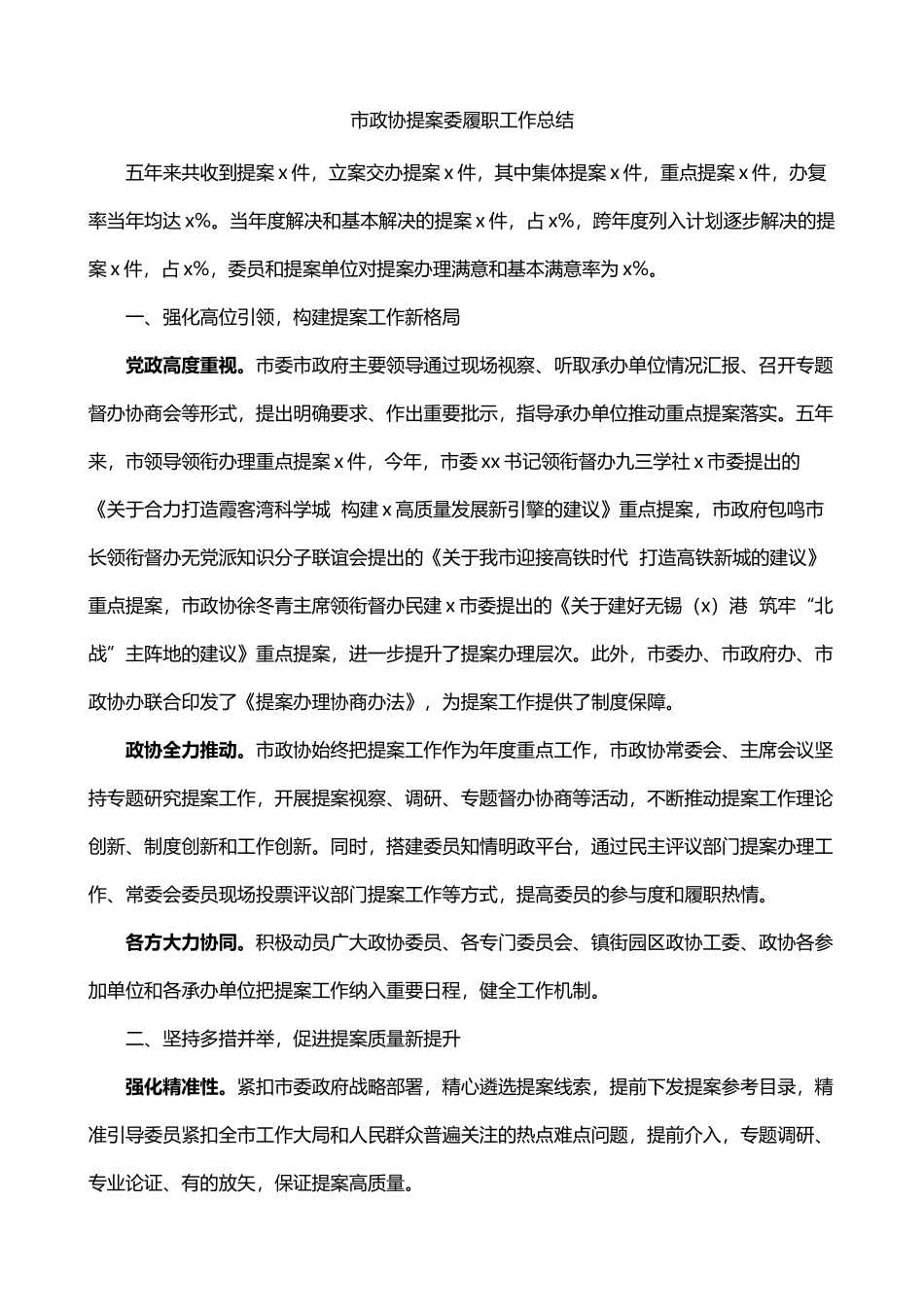 市政协提案委员会履职工作总结_第1页