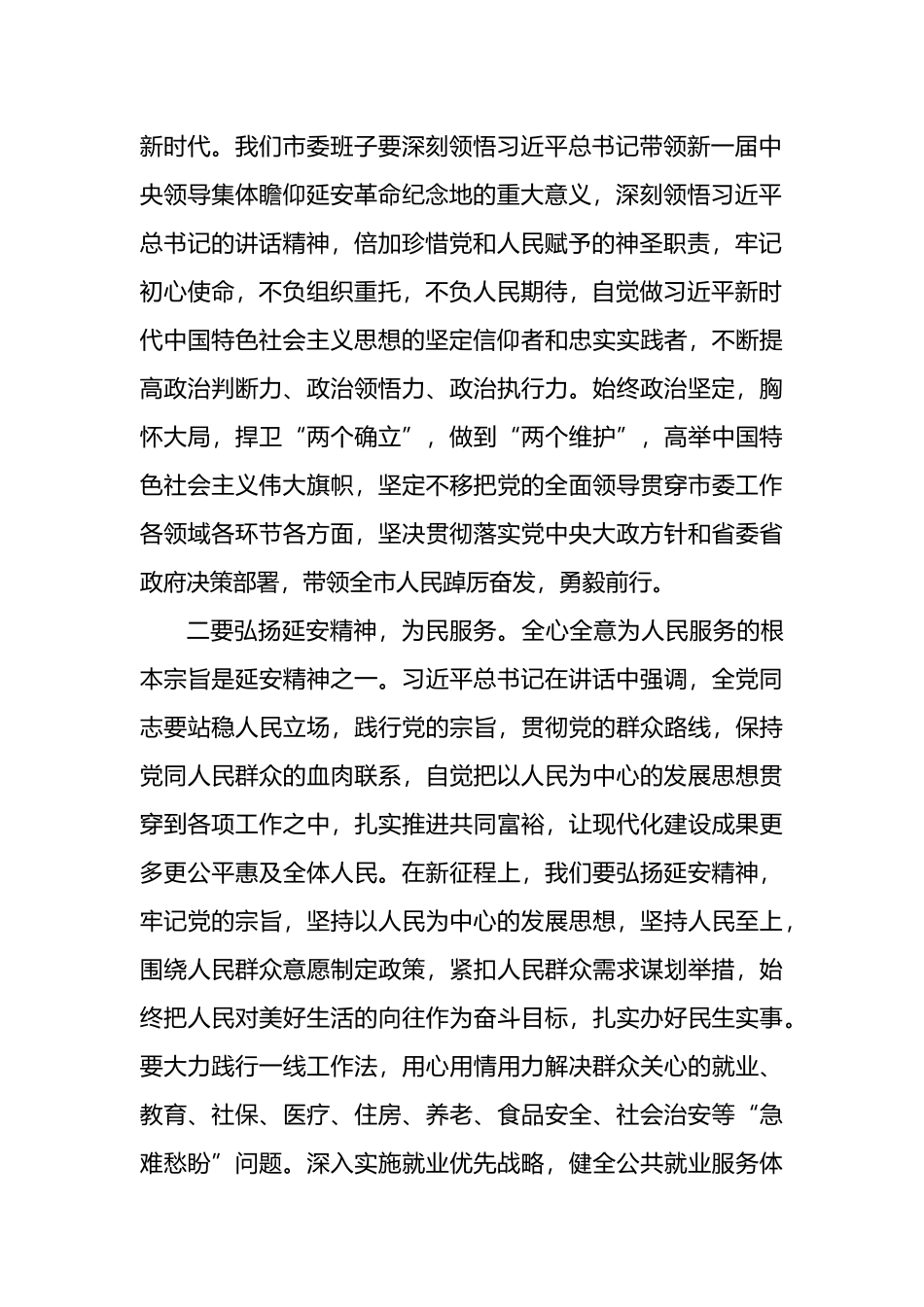 中心组学习X瞻仰延安革命纪念地重要讲话研讨发言提纲_第2页