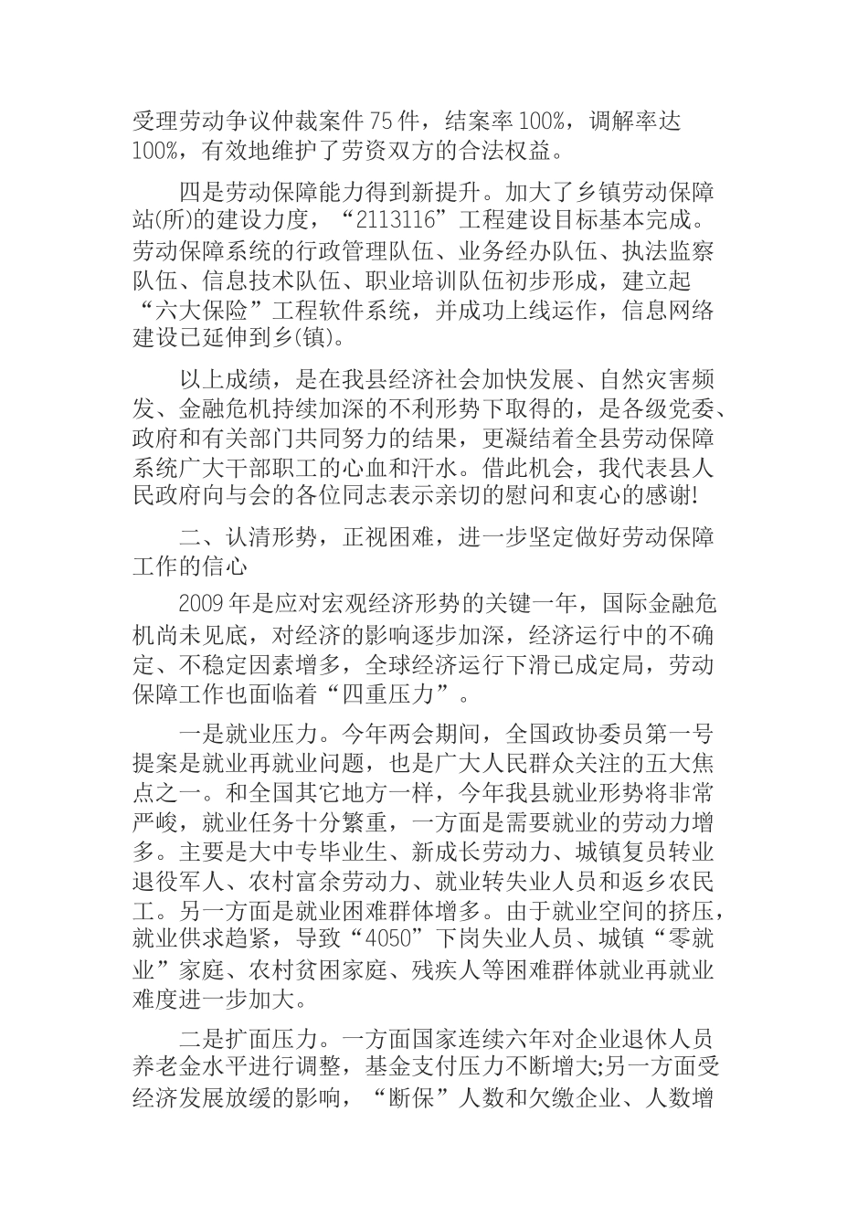 副县长在全县劳动保障工作会议上的讲话_第2页