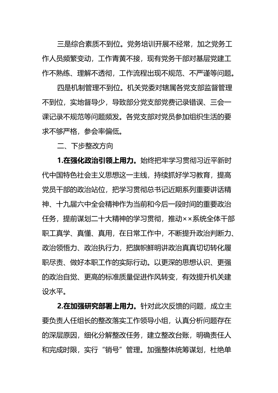 2022年党建工作调研检查反馈问题整改措施_第2页