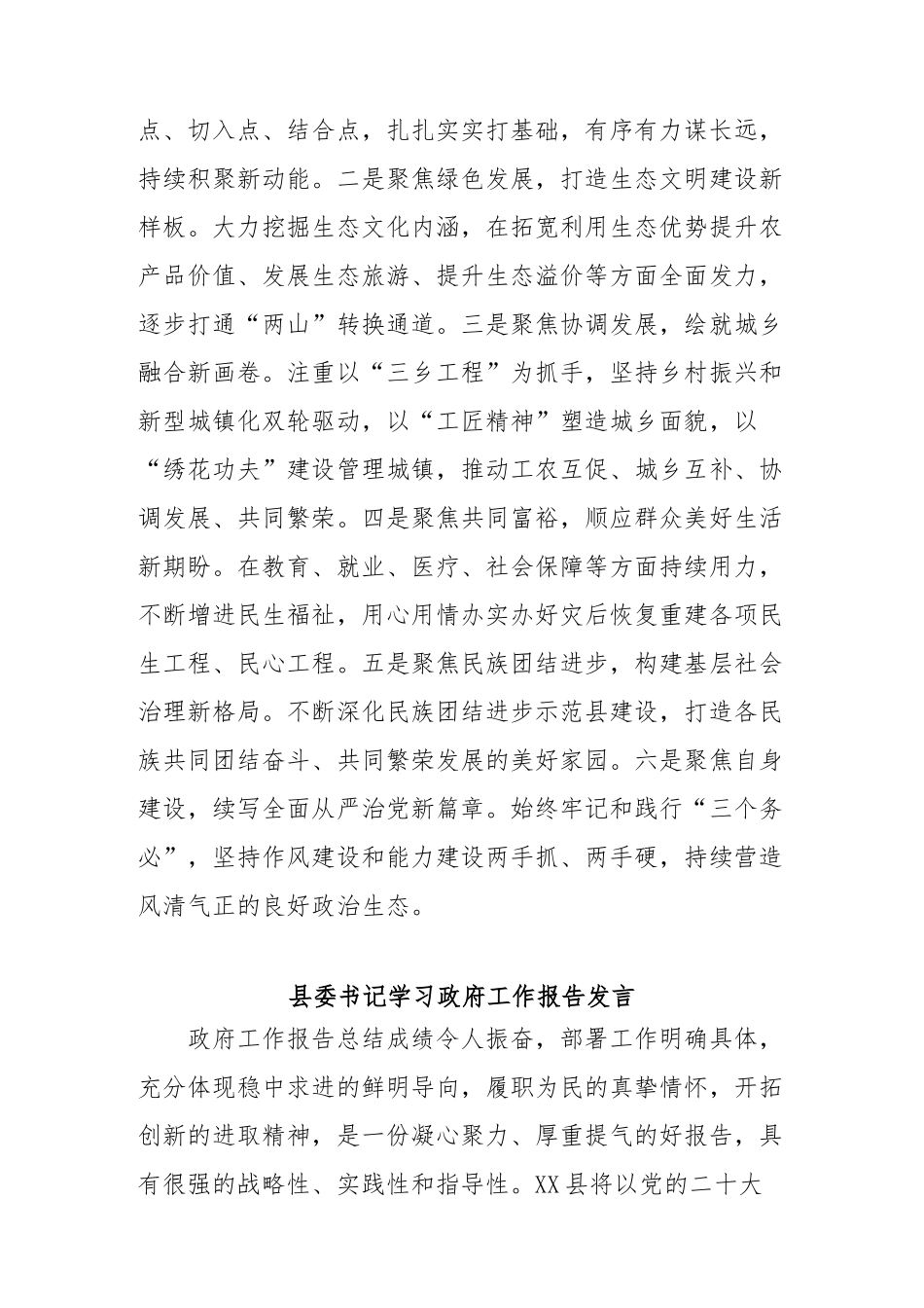 学习政府工作报告发言材料汇编 (2)_第2页