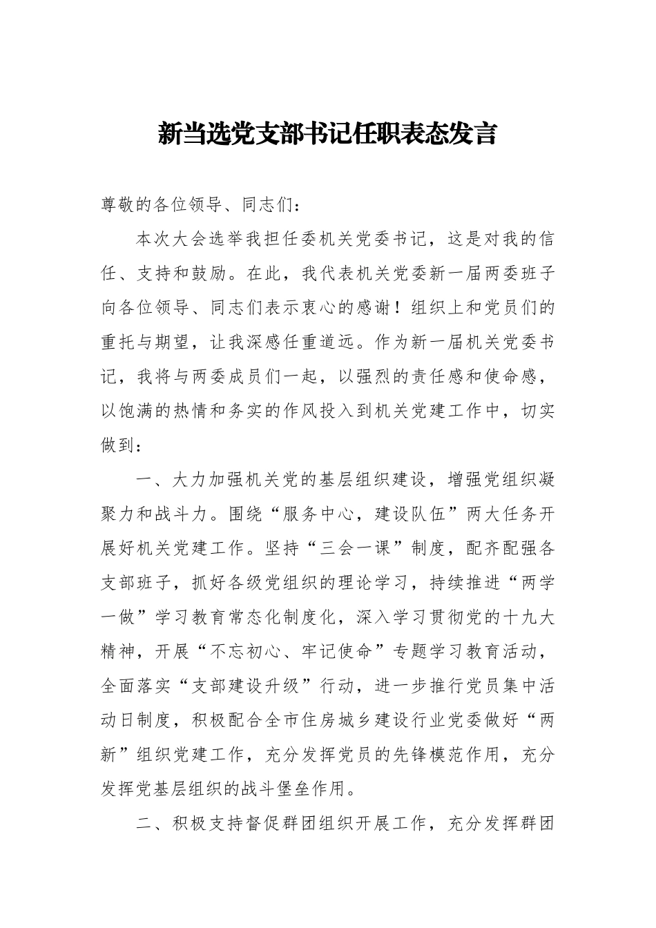 当选党支部书记任职表态发言汇编（8篇）_第2页