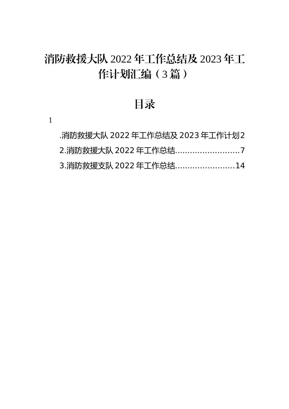 消防救援大队2022年工作总结及2023年工作计划汇编（3篇）_第1页