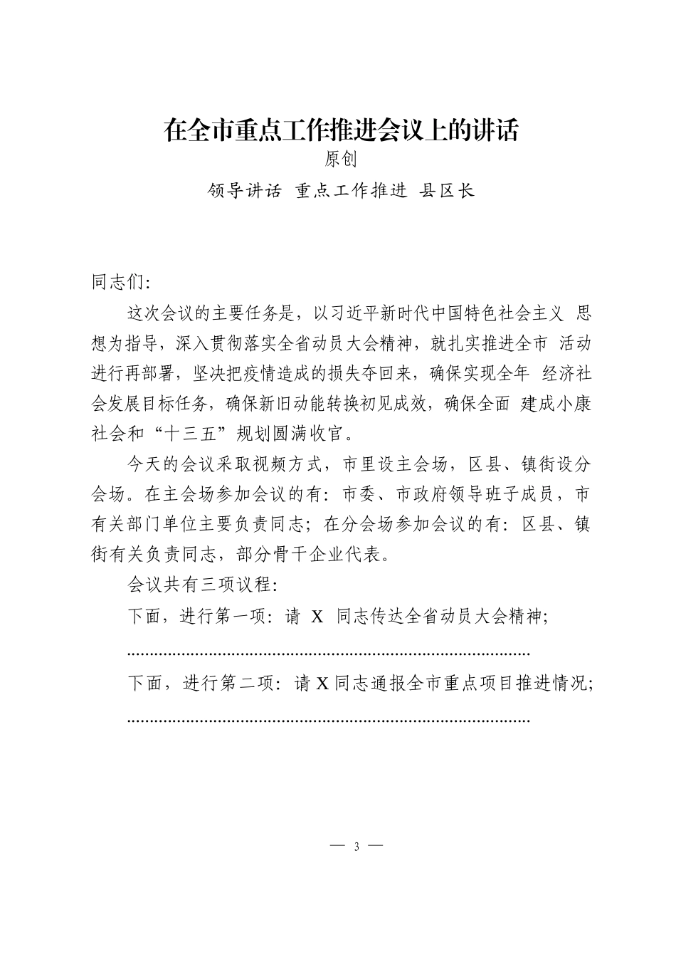 重点项目讲话、方案、主持词等专题汇编（16篇6.2万字仅供学习请勿抄袭）_第3页