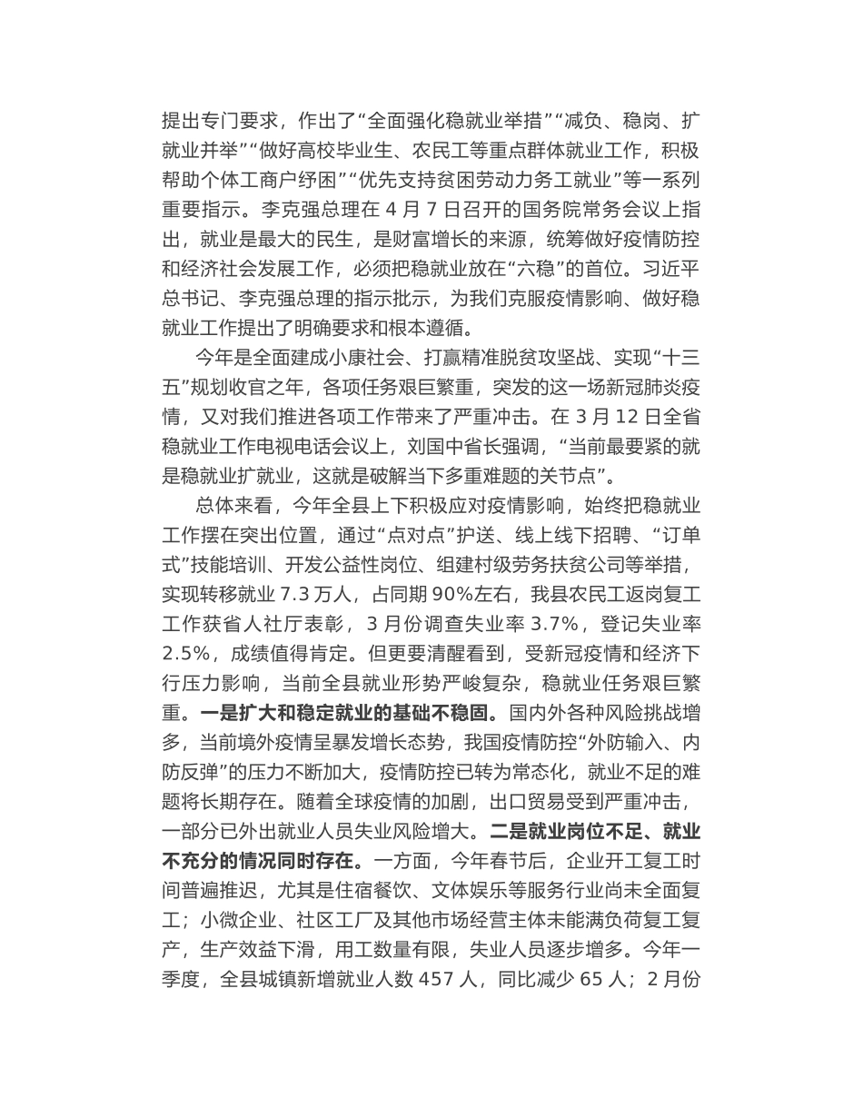 汉阴县长刘飞霞在全县稳就业工作推进会上的讲话_第2页