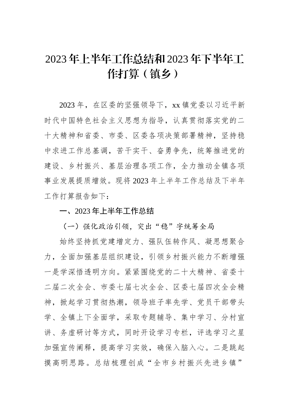 乡镇2023年上半年工作总结和2023年下半年工作打算汇编.docx_第2页