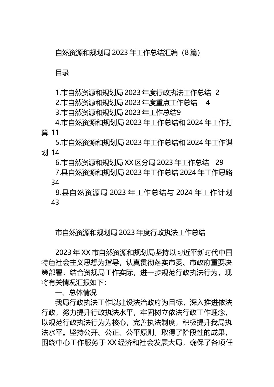 自然资源和规划局2023年工作总结汇编_第1页